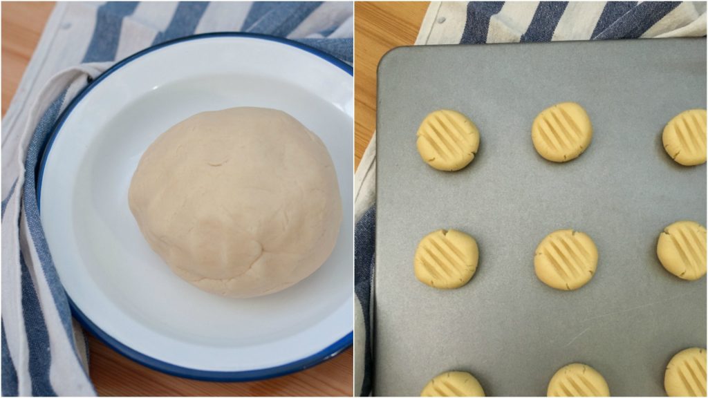 Preparazione biscotti con pasta di sesamo